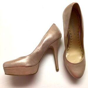 Enzo Angiolini leather Pink Champagne Platform Heels Size 7 Shimmer